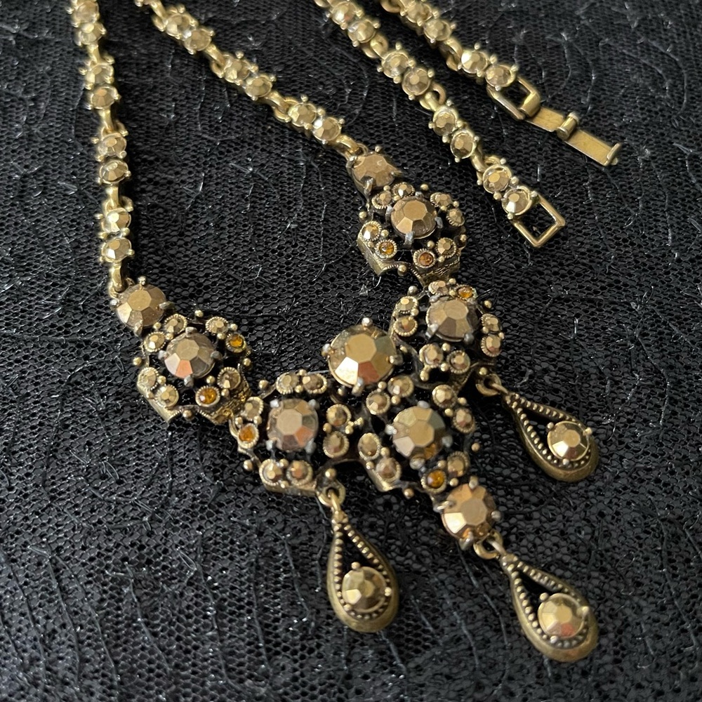 Vintage authentic Weiss topaz rhinestone statement necklace